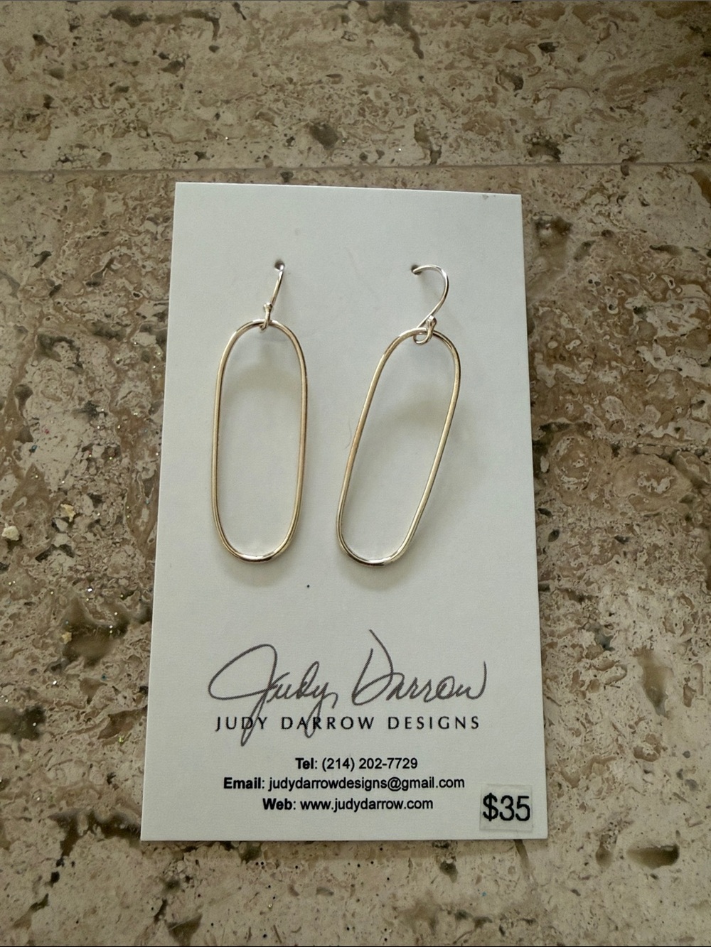 Judy Darrow Silver Open Oval Drop Earrings